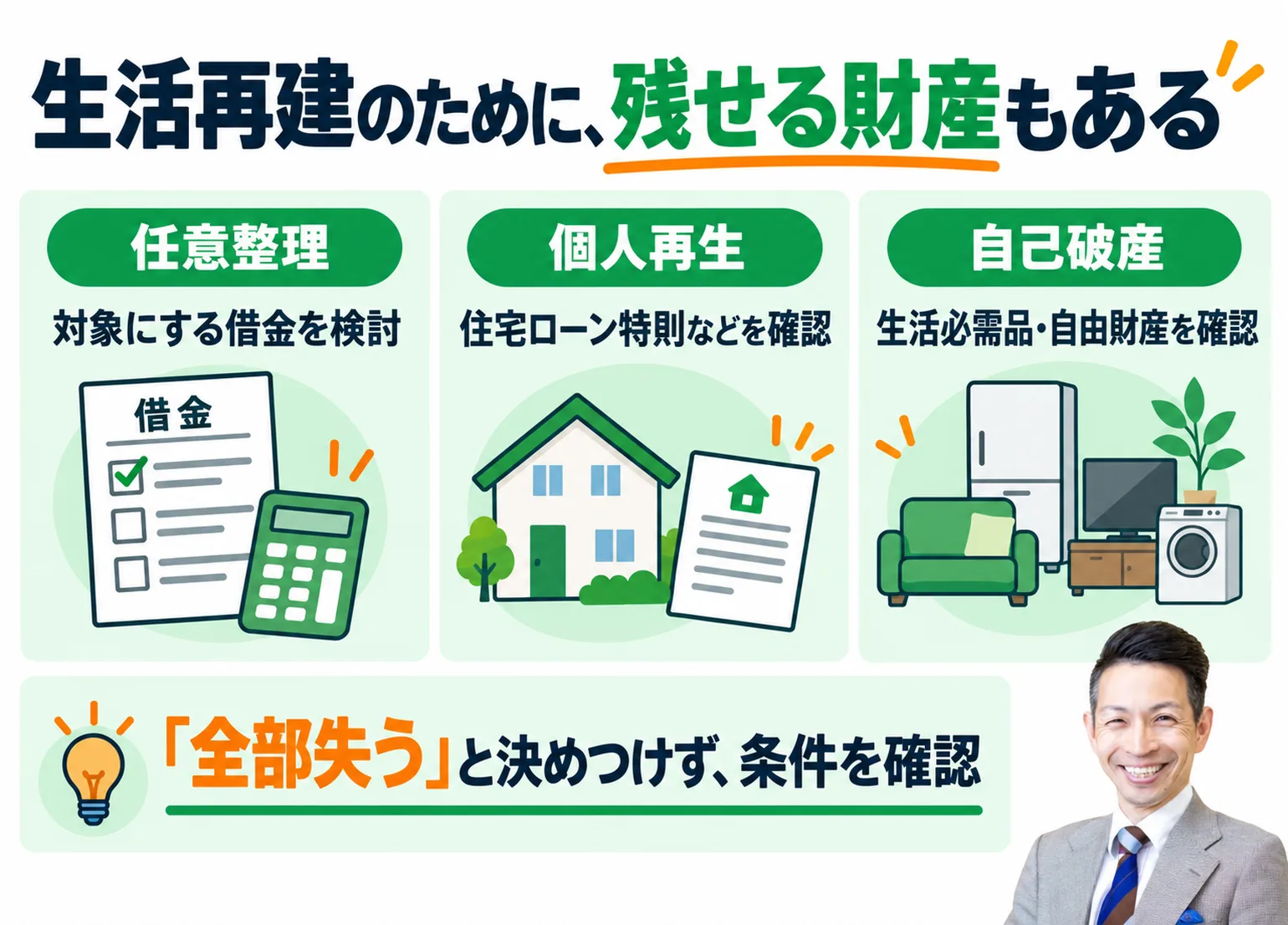生活再建のために残せる財産の整理
