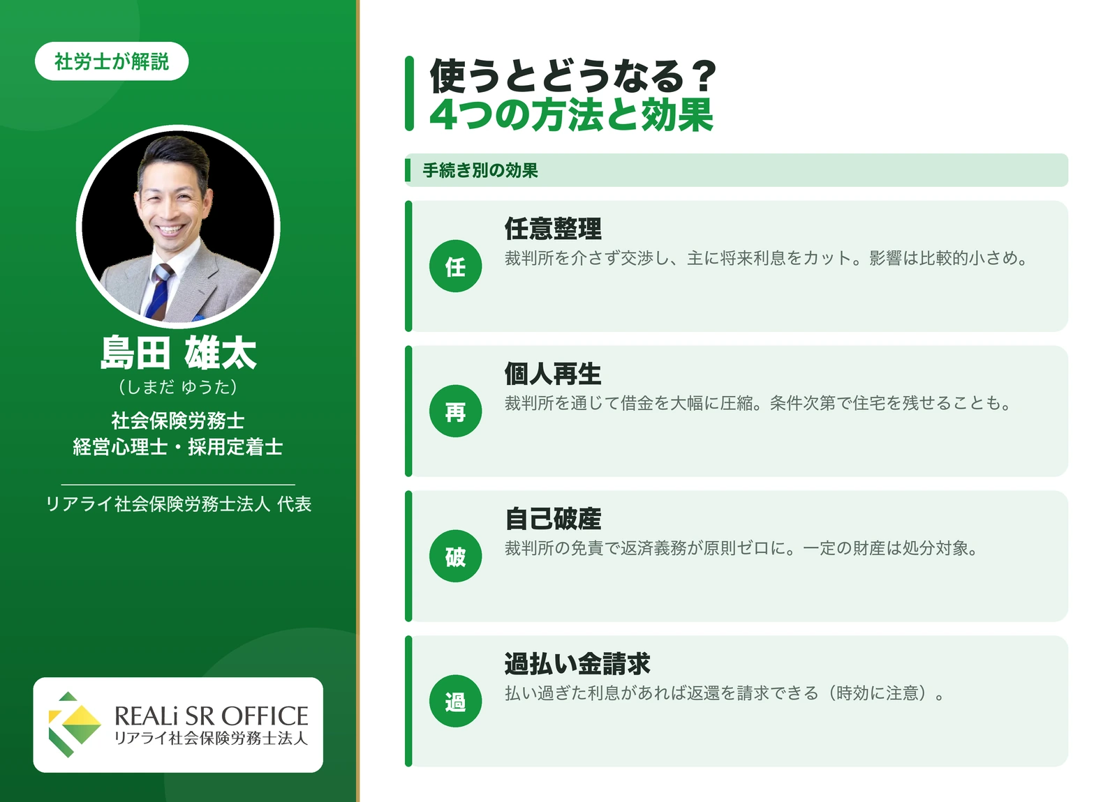 借金救済制度を使うとどうなる？4つの方法と効果