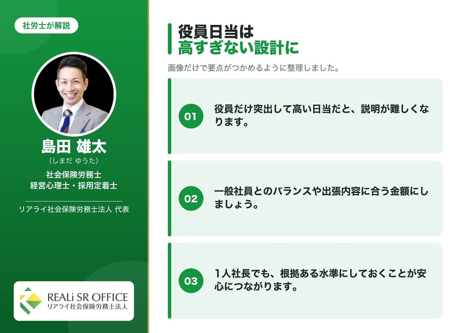出張旅費規程 1人社長・役員の日当をどう考えるかの要点図解