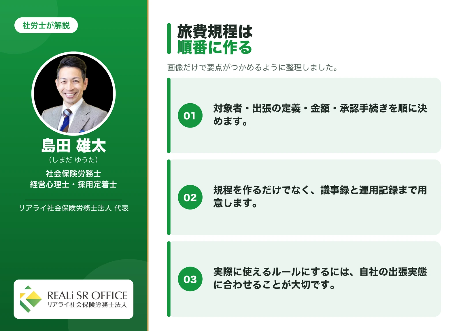 出張旅費規程 出張旅費規程の作り方【5ステップ】の要点図解